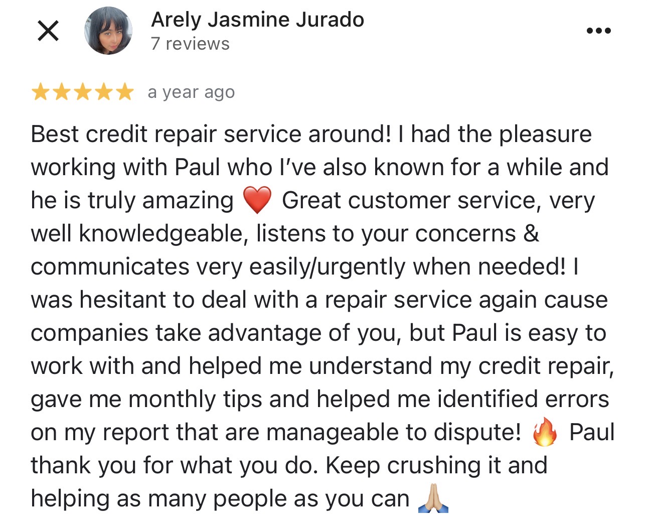 5-star Google review from Arely Jasmine Jurado