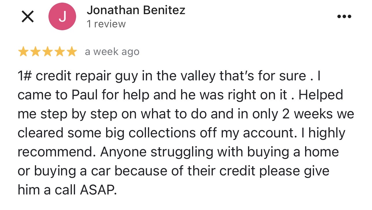 5-star Google review from Jonathan Benitez