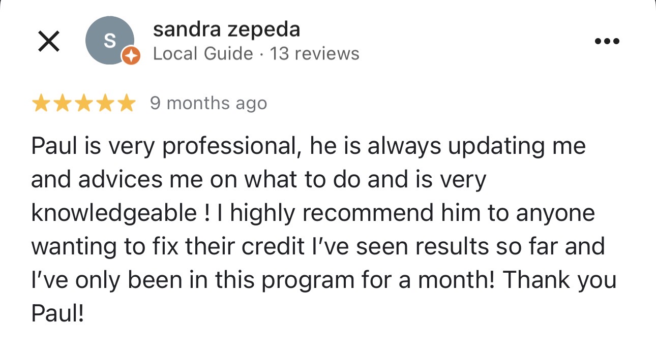 5-star Google review from Sandra Zepeda